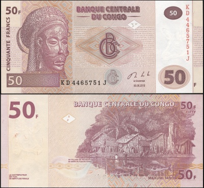 Конго. Банкнота 50 франков. 30.06.2013. Unc. Бумага. Кат.# P.97Aa