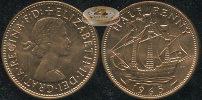 Великобритания. 1/2 пенни. 1965 (Unc)