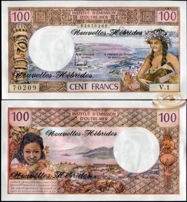 Новые Гебриды. 100 франков (Unc) 1977