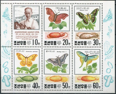 КНДР. 1991. Шелководство (Почтовый блок. MNH OG)