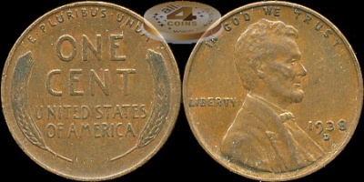 США. 1 цент. 1938.D (XF)