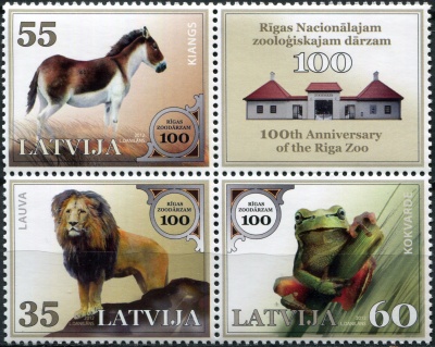 Латвия. 2012. Столетие Рижского зоопарка (Квартблок. MNH OG)