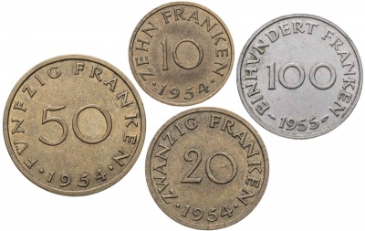 Саарленд. Набор №1 (4 монеты)  1954-55