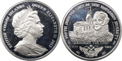 Британские Виргинские о-ва. Монета 1 доллар. 2013 (KM#456. Unc) Александр I. 1777-1825