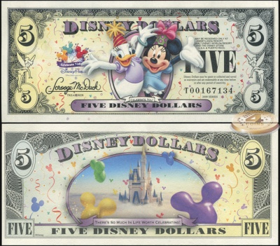 Disney Dollars. 5 долларов (Unc) 2009