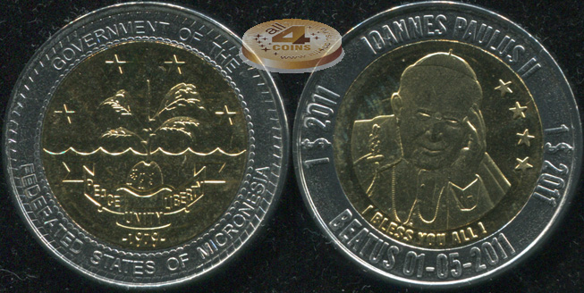 ФШ Микронезии. 1 доллар. 2011 (Unc. Биметалл)