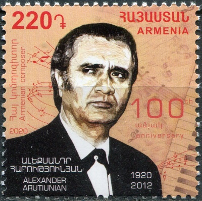 Армения. 2020. Александр Арутюнян (1920-2012), композитор (Почтовая марка. MNH OG)