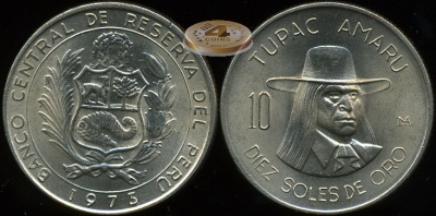 Перу. 10 сол де оро. 1973 (Unc)