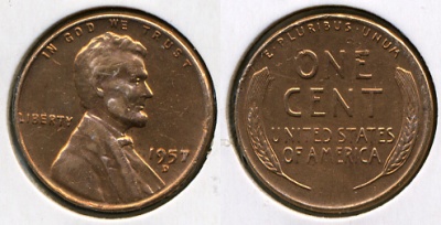 США. 1 цент. 1957.D