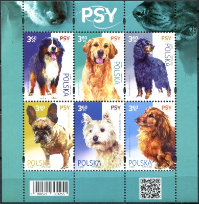 Польша. 2022. Породы собак (Малый лист. MNH OG)