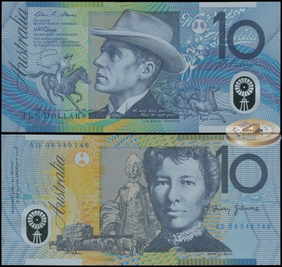 Австралия. 10 долларов (Unc. Пластик) 2008