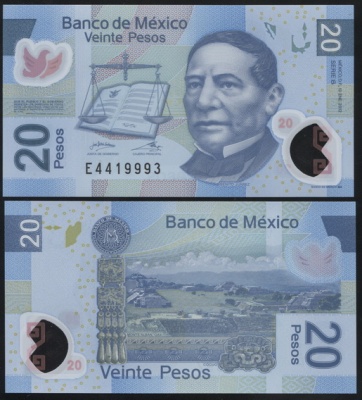 Мексика. 20 песо (Unc. Пластик) 2012
