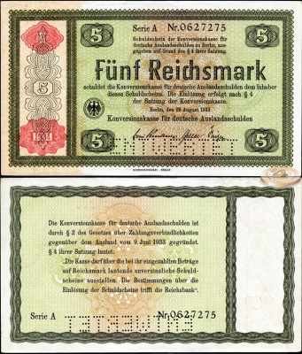 Германия (3й рейх). 5 рейхсмарок (aUnc+) 1934