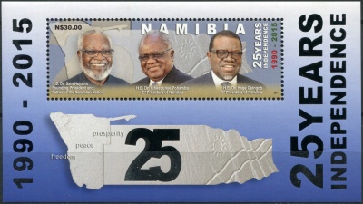 Намибия. 2015. 25 лет независимости Намибии (Блок. MNH OG)