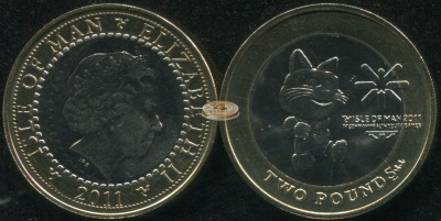 Остров Мэн. 2 фунта. 2011 (Unc. Биметалл)