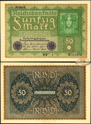 Германия (Веймарская респ.). 50 марок (Unc) 1919