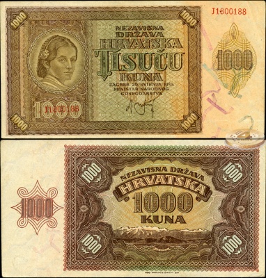 Хорватия. 1000 кун (XF) 1941