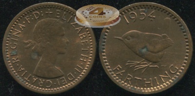 Великобритания. 1 фартинг. 1954 (Unc)