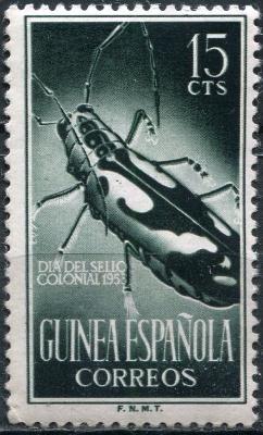 Испанская Гвинея. 1953. Усачи (Tragocephala nobilis) (Почтовая марка. MNH OG)