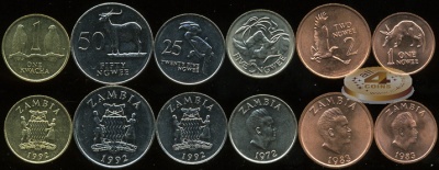Замбия. Набор №2 (6 монет) 1972-92