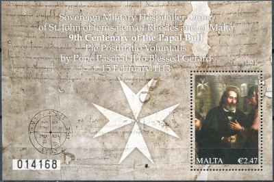 Мальта. 2013. 900-летие Папской буллы (Почтовый блок. MNH OG)