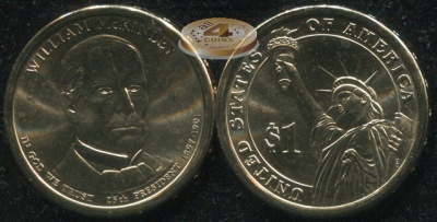 США. 1 доллар. 2013.D (Unc) Уильям Мак-Кинли