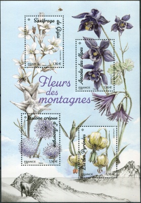 Франция. 2023. Горные цветы (Почтовый блок. MNH OG)