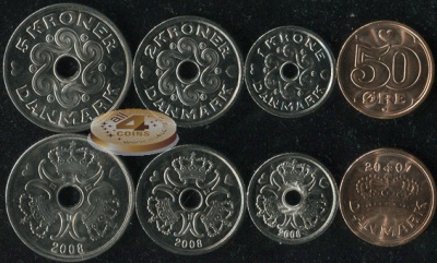 Дания. Набор №4 (4 монеты) 2007-08