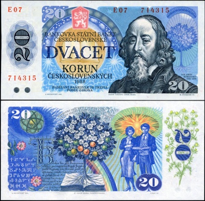 Чехословакия. 20 крон (Unc) 1988