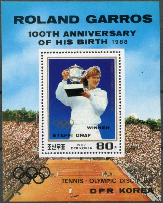 КНДР. 1987. Теннис. Штеффи Граф (Почтовый блок. MNH OG)