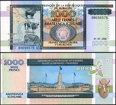 Бурунди. 1000 франков (Unc) 2006
