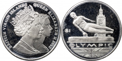 Британские Виргинские о-ва. Монета 1 доллар. 2012 (KM#NL. Unc) Олимпиада. Спортивная гимнастика