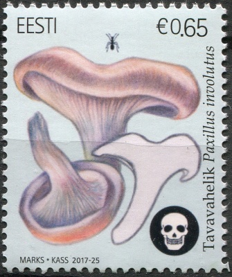 Эстония. 2017. Свинушка тонкая (Paxillus involutus) (Почтовая марка. MNH OG)