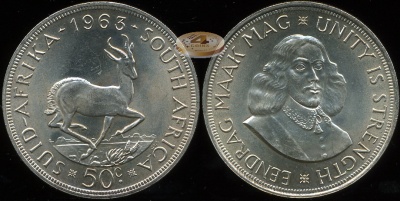 ЮАР. 50 центов. 1963 (Prooflike. Серебро)