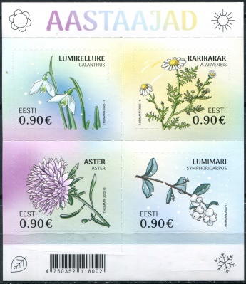 Эстония. 2022. Времена года. Цветы (Почтовый блок. MNH OG)