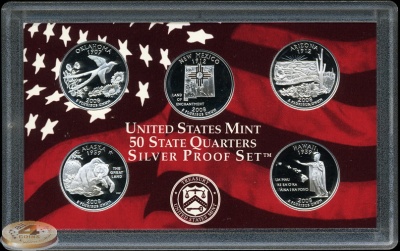 США. Набор квотеров из серии "50 штатов". Серебро. Пруф. 2008