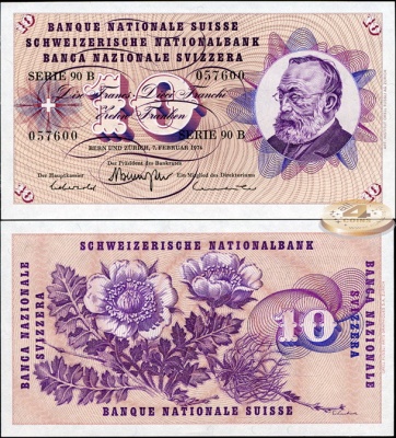 Швейцария. 10 франков (Unc) 1974