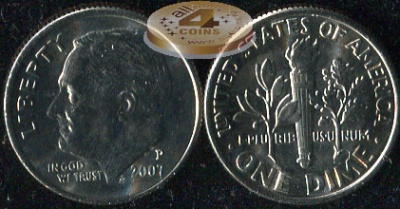 США. 10 центов (Дайм). 2007.P (Unc)