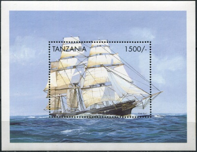 Танзания. 1999. Клипер  „Cutty Sark“ (1869) (Блок. MNH OG)