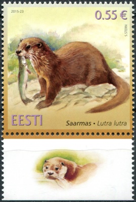 Эстония. 2015. Выдра (Lutra lutra) (I) (Почтовая марка. MNH OG)
