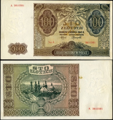 Польша (германская оккупация). 100 злотых (Unc) 1941