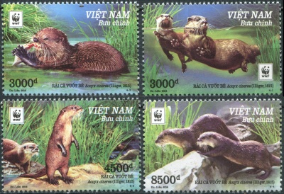 Вьетнам. 2016. Азиатская бескоготная карликовая выдра (Серия. MNH OG)