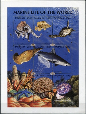 Танзания. 1998. Морская жизнь всего Мира 3 (Малый лист. MNH OG)