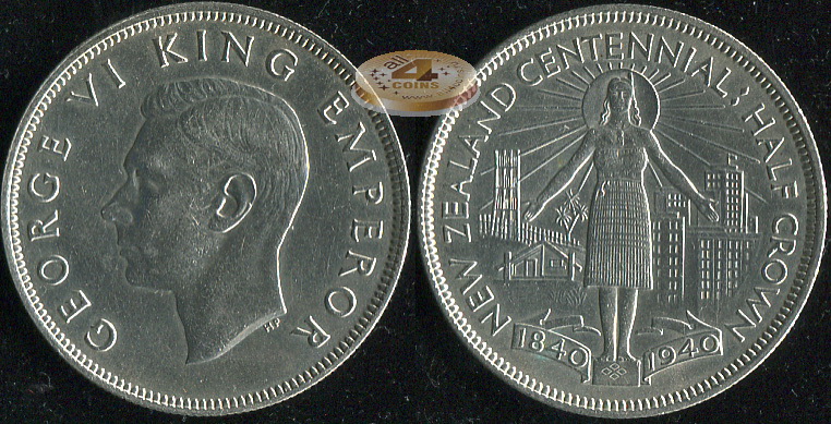 Новая Зеландия. 1/2 кроны. 1940 (Unc. Серебро)