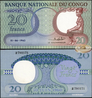 Конго. 20 франков (Unc) 1962