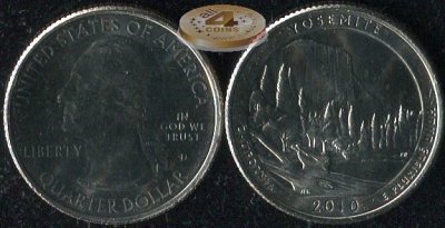 США. Квотер (25 центов). 2010.D (Unc) Yosemite