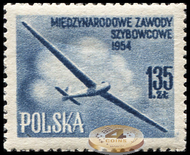 Польша. 1954. Международный Чемпионат по дельтапланеризму (Почтовая марка. MNH OG)