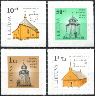 Литва. 2011. Деревянная сакральная архитектура Литвы (Серия Почтовых марок. MNH OG)