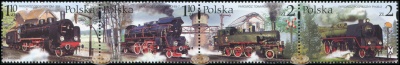 Польша. 2002. Старинные локомотивы-паровозы (Сцепка. MNH OG)