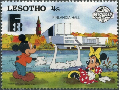 Лесото. 1988. Финляндия Холл - Микки, Минни (Почтовая марка. MNH OG)